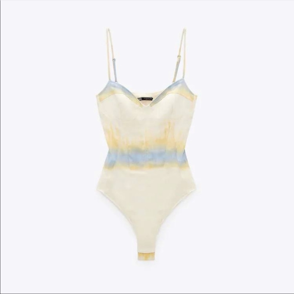 ZARA Satin effect tie dye bodysuit/top